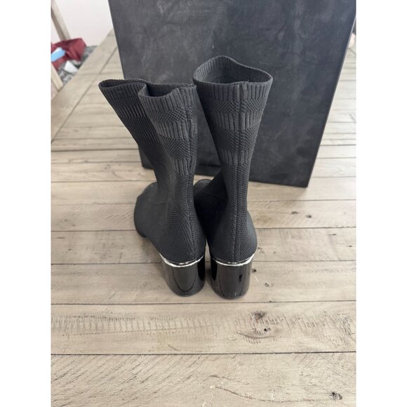 ALEXANDER WANG Cat Stretch Sock Boots Booties Black Heeled Size 39.5 - Picture 6 of 10
